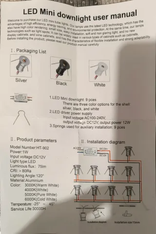 Kit 9 faretti LED da incasso per controsoffitto
