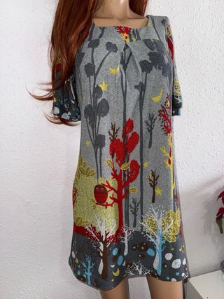 Vestido Lavand Talla S boho Estampado Bosque mujer