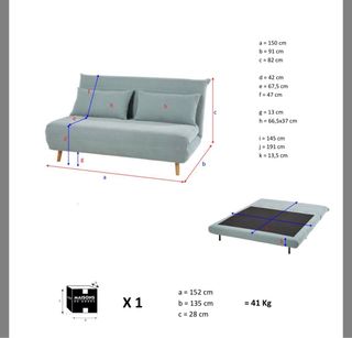 Sofá Cama 2 Plazas Verde Agua