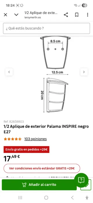 Aplique terraza cubierta negro