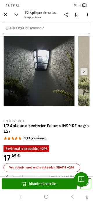 Aplique terraza cubierta negro