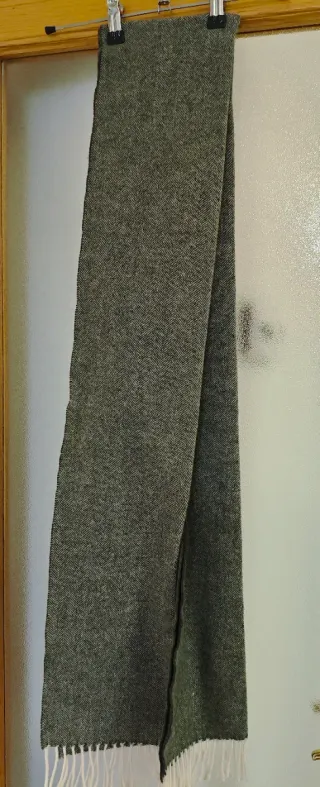 Bufanda Lana Verde y Blanca 180x34cm