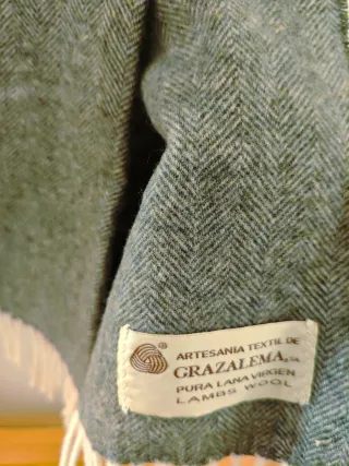 Bufanda Lana Verde y Blanca 180x34cm