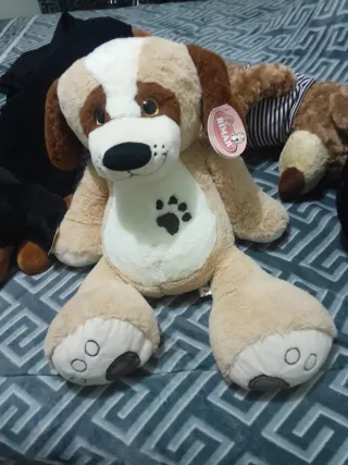 Peluche perro Bimán marrón y blanco