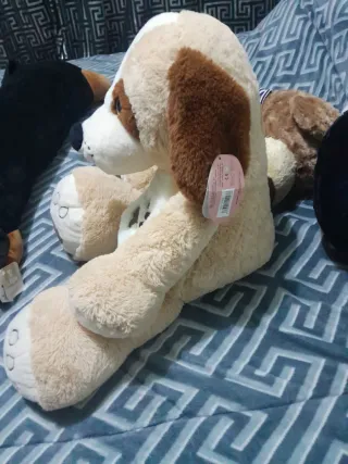Peluche perro Bimán marrón y blanco