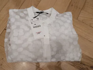Blusa Zara Transparente Lunares Talla Única