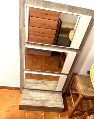 Espejo recibidor madera y cristal