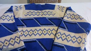 Maglione stile norvegese unisex beige/blu