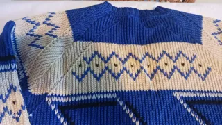 Maglione stile norvegese unisex beige/blu