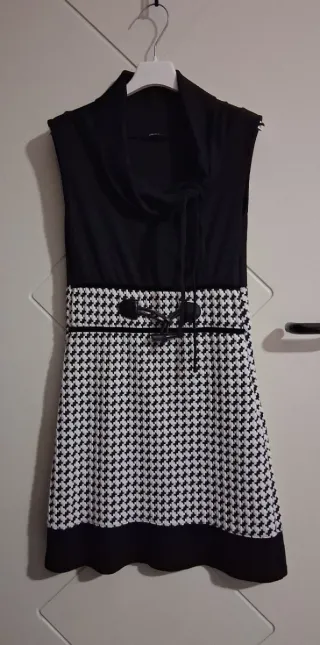 Vestito donna smanicato fantasia pied-de-poule