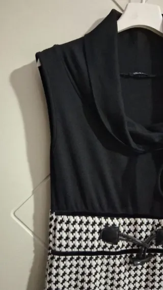 Vestito donna smanicato fantasia pied-de-poule