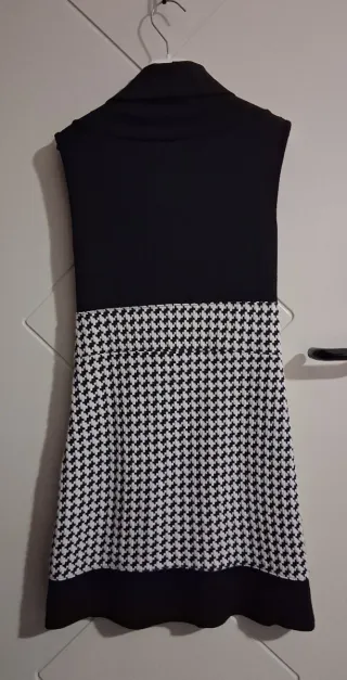 Vestito donna smanicato fantasia pied-de-poule