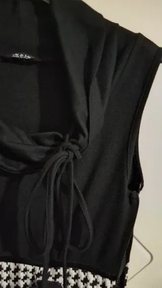 Vestito donna smanicato fantasia pied-de-poule