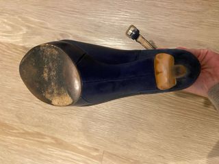 Botín Zara Tacón Plataforma Azul. piel y ante.