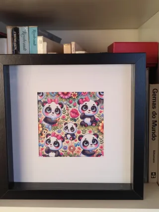 Cuadro Decorativo Pandas y Flores