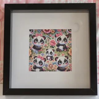 Cuadro Decorativo Pandas y Flores