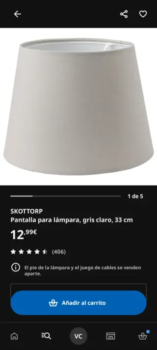 Pantalla Lámpara Pie Ikea Tela Beige