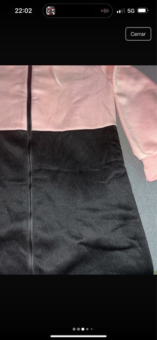Chaqueta larga rosa y negra talla L