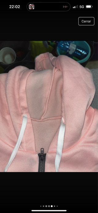 Chaqueta larga rosa y negra talla L