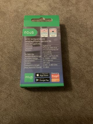 Sensore Temperatura e Umidità NOUS Zigbee E6