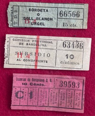 Billetes antiguos Tranvías de Barcelona cap y cua