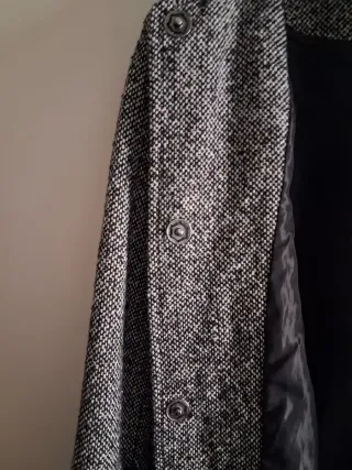 Cappotto tweed con polsini pelliccia sintetica