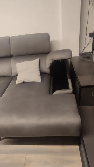 Sofá chaise longue gris tela sofá cama 130