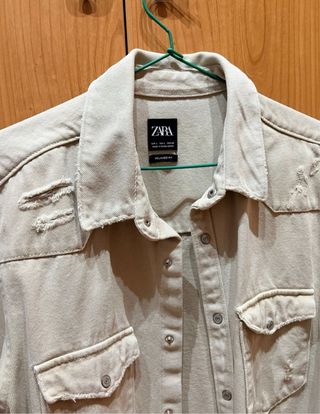 Sobrecamisa vaquera Zara - Beige - Talla L