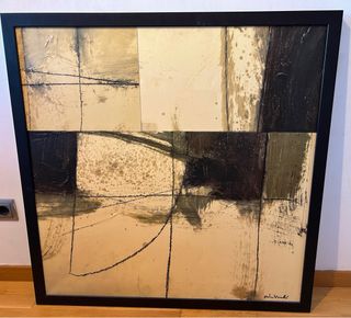 Cuadro abstracto beige y negro