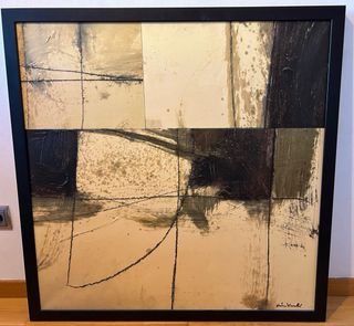 Cuadro abstracto beige y negro