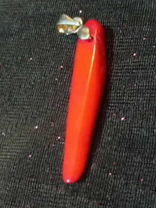1 Colgante Dije Cuerno Coral Rojo Natural