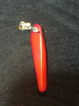 1 Colgante Dije Cuerno Coral Rojo Natural