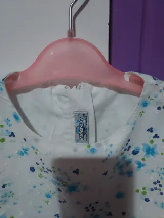 Vestido blanco y azul floral 4/5años
