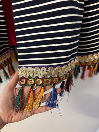 Blazer a rayas con flecos