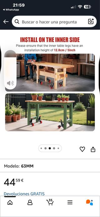 Ruote per panche pesanti o mobili