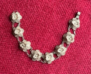 Pulsera Vintage. Filigrana de Plata. Motivo Flores