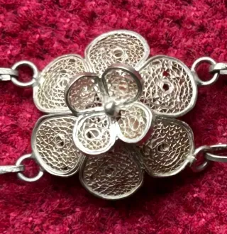 Pulsera Vintage. Filigrana de Plata. Motivo Flores
