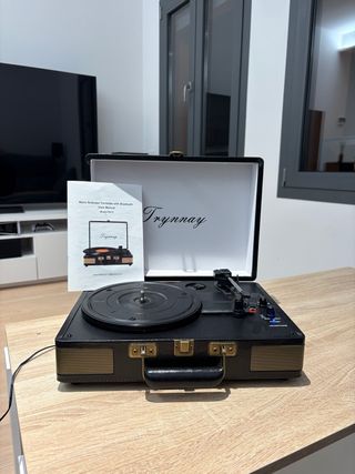 Tocadiscos Maleta Retro Trynnay Bluetooth Negro