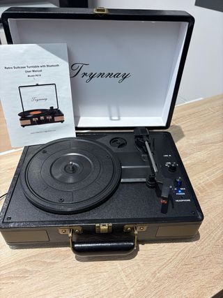 Tocadiscos Maleta Retro Trynnay Bluetooth Negro