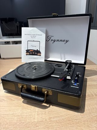 Tocadiscos Maleta Retro Trynnay Bluetooth Negro