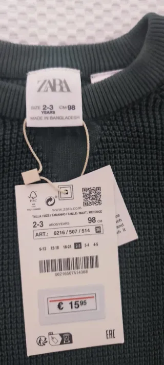 Jersey Zara niño verde talla X