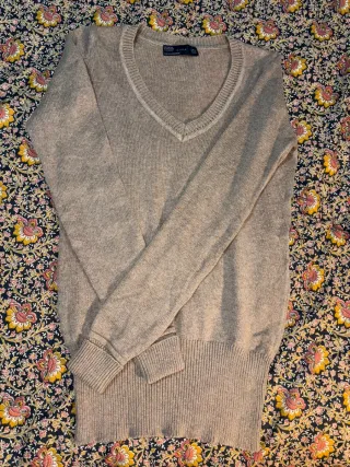 Jersey Zara cuello pico beige