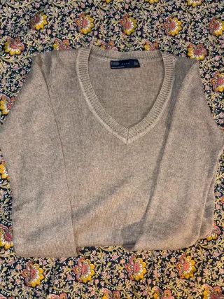 Jersey Zara cuello pico beige