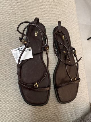 Sandalias Zara Marrón Tiras Finas