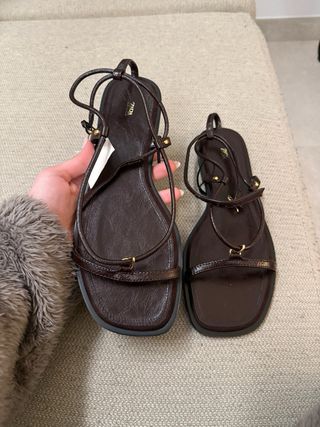 Sandalias Zara Marrón Tiras Finas