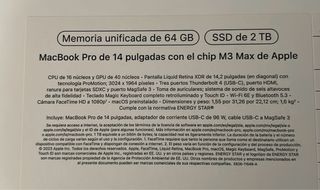 MacBook Pro 14 M3 Max 64GB 2TB Precintado Garantía