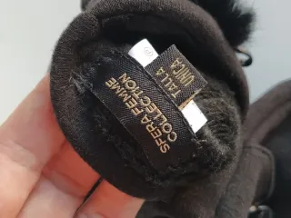 Guantes negros Sfera pompón piel