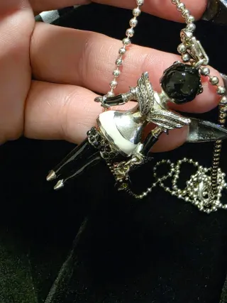 Collar Thomas Sabo Muñeca Negra y Plata