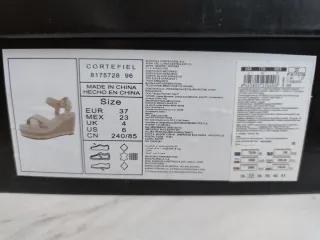 Sandalias Cuña Esparto Talla 37 Beige