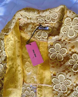 Soprabito Miu Miu Giallo Pizzo Floreale